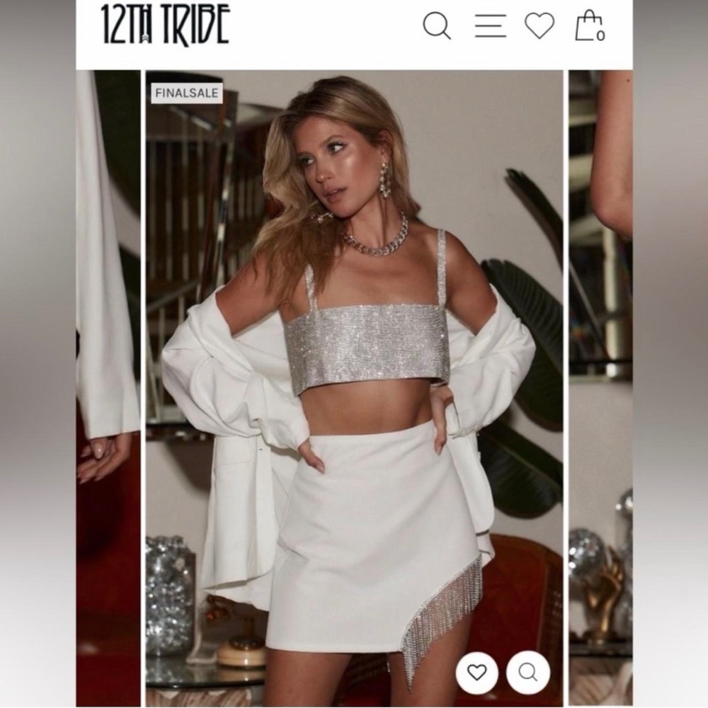 12th Tribe Shira Silver Rhinestone Crop Top